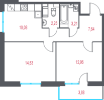 2 ккв № 11 Корп.: 4.1 , Секция 1  в ЖК Город-спутник Южный