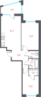 3 ккв (Евро) № 10 Корп.: 1.2 , Секция 1  в ЖК Город-спутник Южный