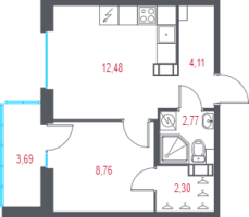 1 ккв № 133 Корп.: 2.2 , Секция 3  в ЖК Город-спутник Южный