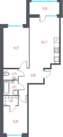 3 ккв (Евро) № 95 Корп.: 1.2 , Секция 2  в ЖК Город-спутник Южный