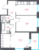 2 ккв № 10 Корп.: 4.2 , Секция 1  в ЖК Город-спутник Южный
