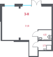 К. пом № 3Н Корп.: 2.1 , Секция 1  в ЖК Город-спутник Южный