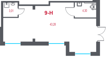 К. пом № 9Н Корп.: 1.2 , Секция 2  в ЖК Город-спутник Южный