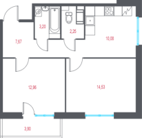 2 ккв № 20 Корп.: 1.1 , Секция 1  в ЖК Город-спутник Южный