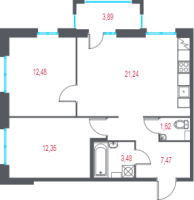 3 ккв (Евро) № 7 Корп.: 4.2 , Секция 1  в ЖК Город-спутник Южный