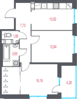 2 ккв № 17 Корп.: 4.3 , Секция 1  в ЖК Город-спутник Южный
