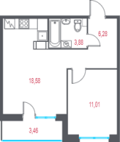 2 ккв (Евро) № 10 Корп.: 4.1 , Секция 1  в ЖК Город-спутник Южный