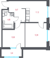 2 ккв № 144 Корп.: 1.3 , Секция 4  в ЖК Город-спутник Южный