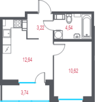 1 ккв № 117 Корп.: 2.1 , Секция 2  в ЖК Город-спутник Южный