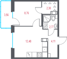 1 ккв № 134 Корп.: 2.2 , Секция 3  в ЖК Город-спутник Южный