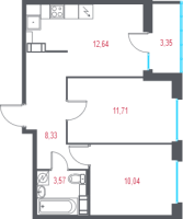2 ккв № 105 Корп.: 2.2 , Секция 3  в ЖК Город-спутник Южный
