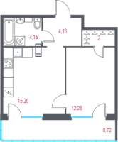 2 ккв (Евро) № 8 Корп.: 2.2 , Секция 1  в ЖК Город-спутник Южный