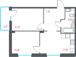 2 ккв № 9 Корп.: 2.2 , Секция 1  в ЖК Город-спутник Южный