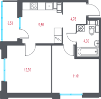 2 ккв № 229 Корп.: 1.3 , Секция 4  в ЖК Город-спутник Южный