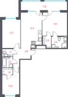 4 ккв (Евро) № 191 Корп.: 1.2 , Секция 2  в ЖК Город-спутник Южный