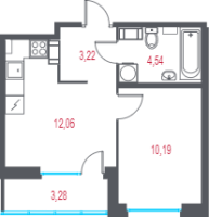 1 ккв № 141 Корп.: 1.2 , Секция 2  в ЖК Город-спутник Южный