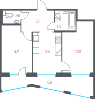 2 ккв № 4 Корп.: 2.3 , Секция 1  в ЖК Город-спутник Южный