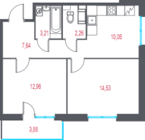 2 ккв № 8 Корп.: 4.1 , Секция 1  в ЖК Город-спутник Южный
