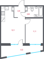 2 ккв (Евро) № 23 Корп.: 2.3 , Секция 1  в ЖК Город-спутник Южный