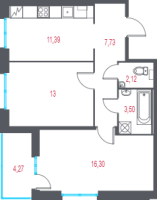 2 ккв № 5 Корп.: 1.4 , Секция 1  в ЖК Город-спутник Южный