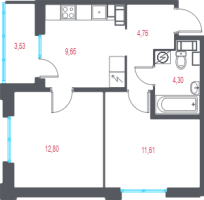 2 ккв № 217 Корп.: 1.3 , Секция 4  в ЖК Город-спутник Южный