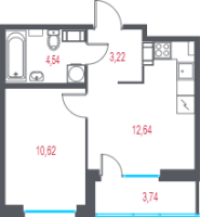 1 ккв № 118 Корп.: 2.1 , Секция 2  в ЖК Город-спутник Южный