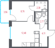 1 ккв № 94 Корп.: 2.2 , Секция 3  в ЖК Город-спутник Южный