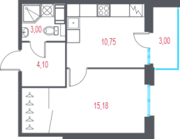 1 ккв № 16 Корп.: 1.4 , Секция 1  в ЖК Город-спутник Южный