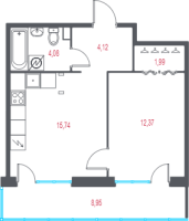 2 ккв (Евро) № 3 Корп.: 1.3 , Секция 1  в ЖК Город-спутник Южный