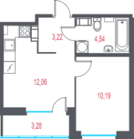 1 ккв № 165 Корп.: 1.2 , Секция 2  в ЖК Город-спутник Южный