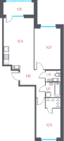 2 ккв № 102 Корп.: 2.1 , Секция 2  в ЖК Город-спутник Южный