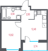 1 ккв № 68 Корп.: 2.1 , Секция 1  в ЖК Город-спутник Южный