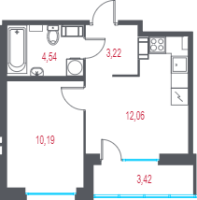 1 ккв № 140 Корп.: 1.2 , Секция 2  в ЖК Город-спутник Южный