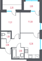 2 ккв № 78 Корп.: 2.1 , Секция 2  в ЖК Город-спутник Южный