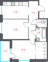 2 ккв № 5 Корп.: 4.3 , Секция 1  в ЖК Город-спутник Южный