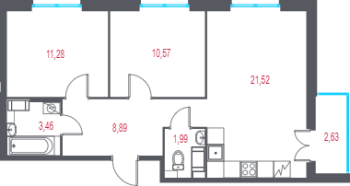 3 ккв (Евро) № 7 Корп.: 4.1 , Секция 1  в ЖК Город-спутник Южный