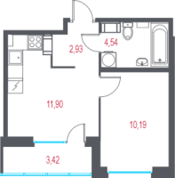 1 ккв № 85 Корп.: 1.2 , Секция 1  в ЖК Город-спутник Южный