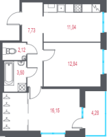 2 ккв № 3 Корп.: 4.2 , Секция 1  в ЖК Город-спутник Южный