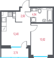 1 ккв № 67 Корп.: 2.1 , Секция 1  в ЖК Город-спутник Южный