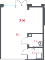 К. пом № 2Н Корп.: 2.1 , Секция 1  в ЖК Город-спутник Южный