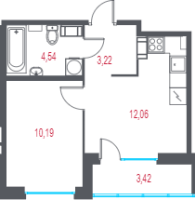 1 ккв № 188 Корп.: 1.2 , Секция 2  в ЖК Город-спутник Южный