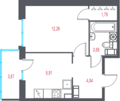 1 ккв № 246 Корп.: 1.3 , Секция 4  в ЖК Город-спутник Южный