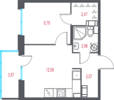 1 ккв № 232 Корп.: 1.3 , Секция 4  в ЖК Город-спутник Южный