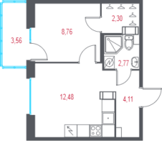 1 ккв № 142 Корп.: 2.2 , Секция 3  в ЖК Город-спутник Южный