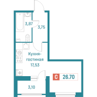 Студия № 461 Корп.: 3 , Секция 3  в ЖК Графика