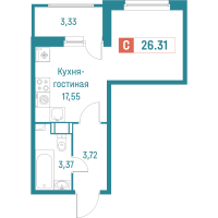 Студия № 112 Корп.: 3 , Секция 1  в ЖК Графика