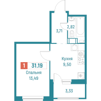 1 ккв № 62 Корп.: 3 , Секция 1  в ЖК Графика