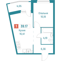 2 ккв (Евро) № 11 Корп.: 3 , Секция 1  в ЖК Графика