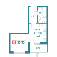 Студия № 279 Корп.: 3 , Секция 2  в ЖК Графика