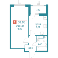 1 ккв № 222 Корп.: 3 , Секция 1  в ЖК Графика